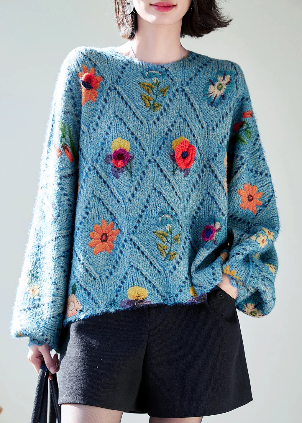 Pull Femme Oversize à Motif Floral Automnal 3