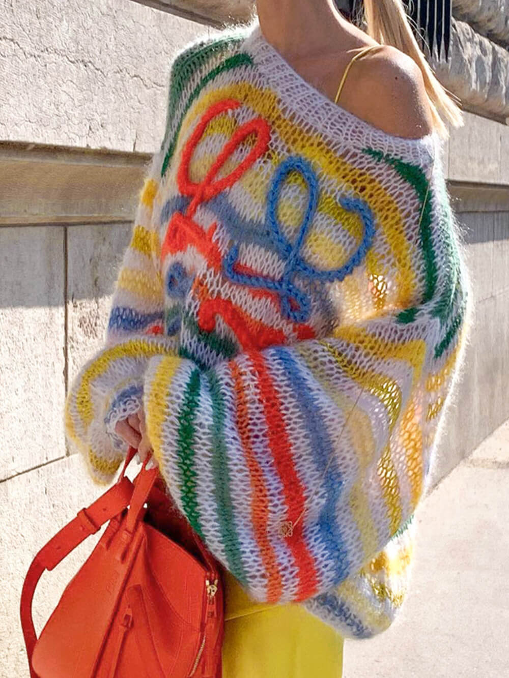 Pull Femme Rayé Arc-en-Ciel Décontracté 1