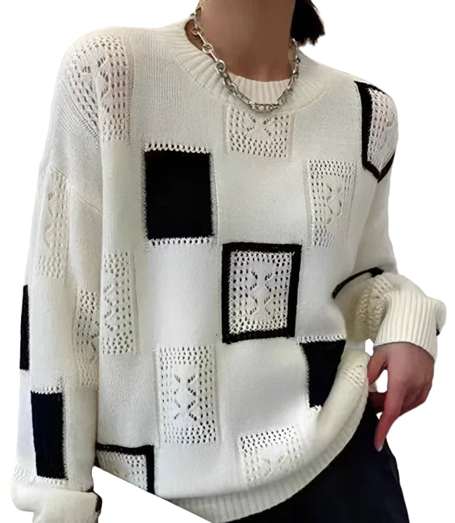 Pull Femme Rétro Patchwork Chic 0