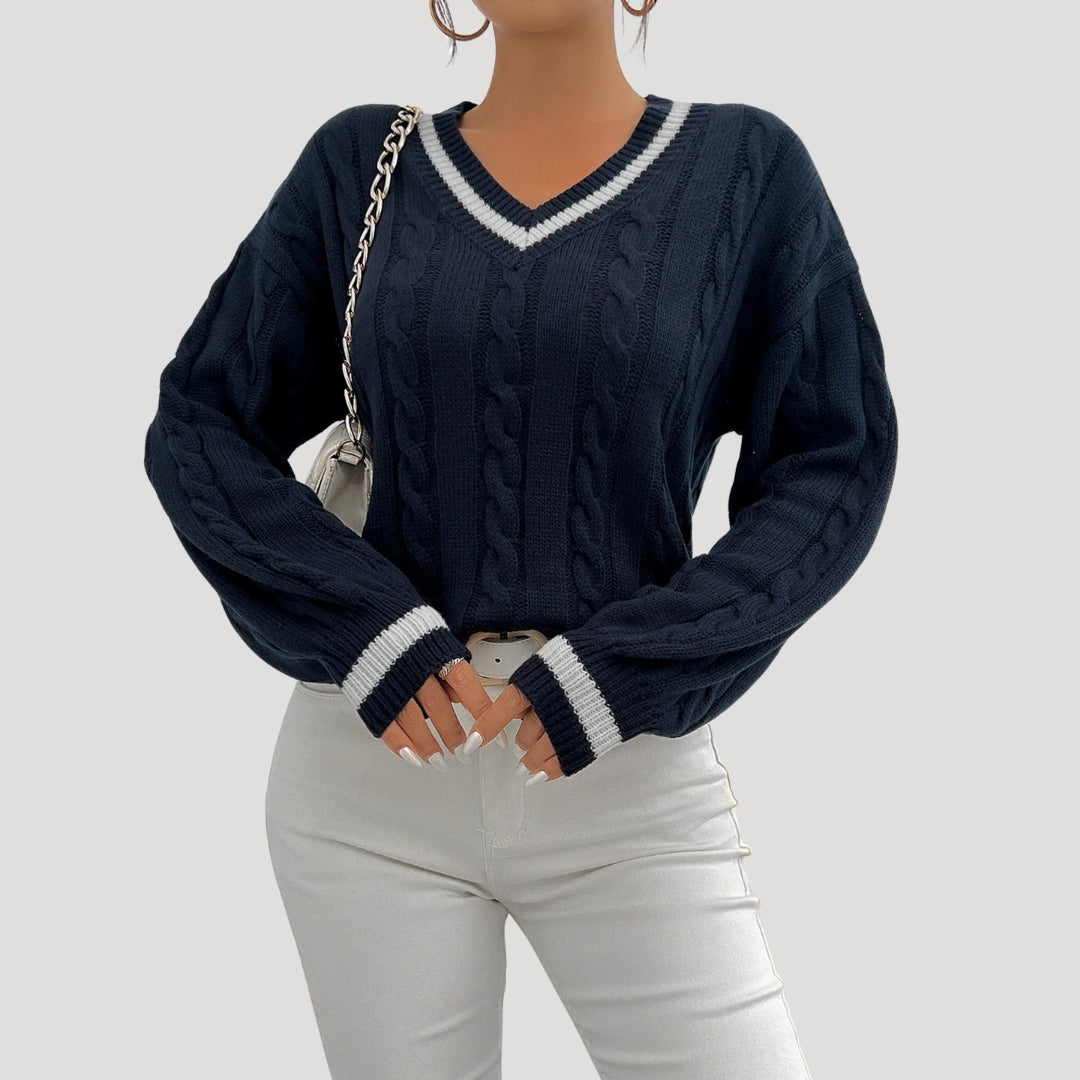 Pull Femme Tricoté Col en V 1