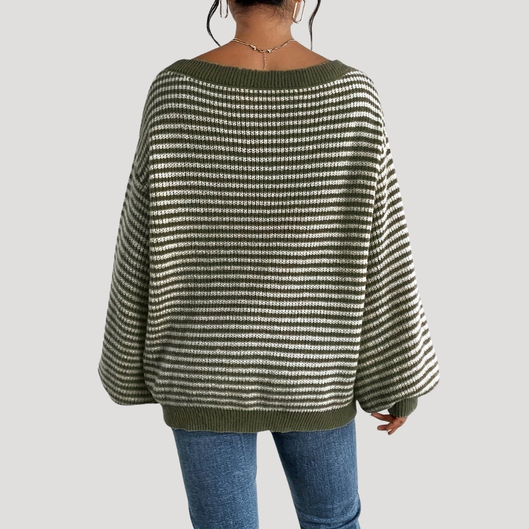 Pull Femme Tricoté Oversize à Rayures 6