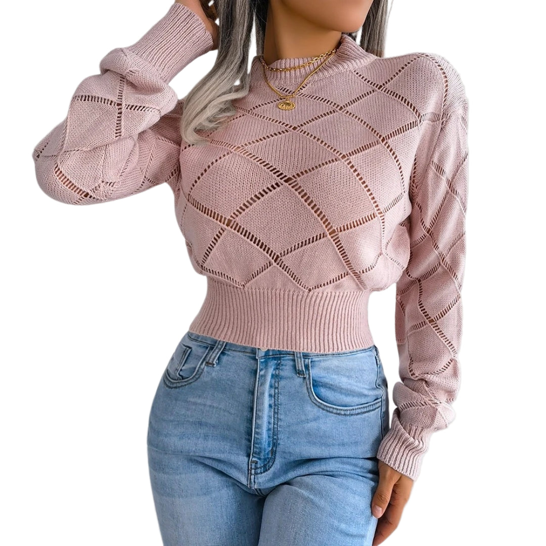 Pull Femme Tricoté à Encolure Haute 0