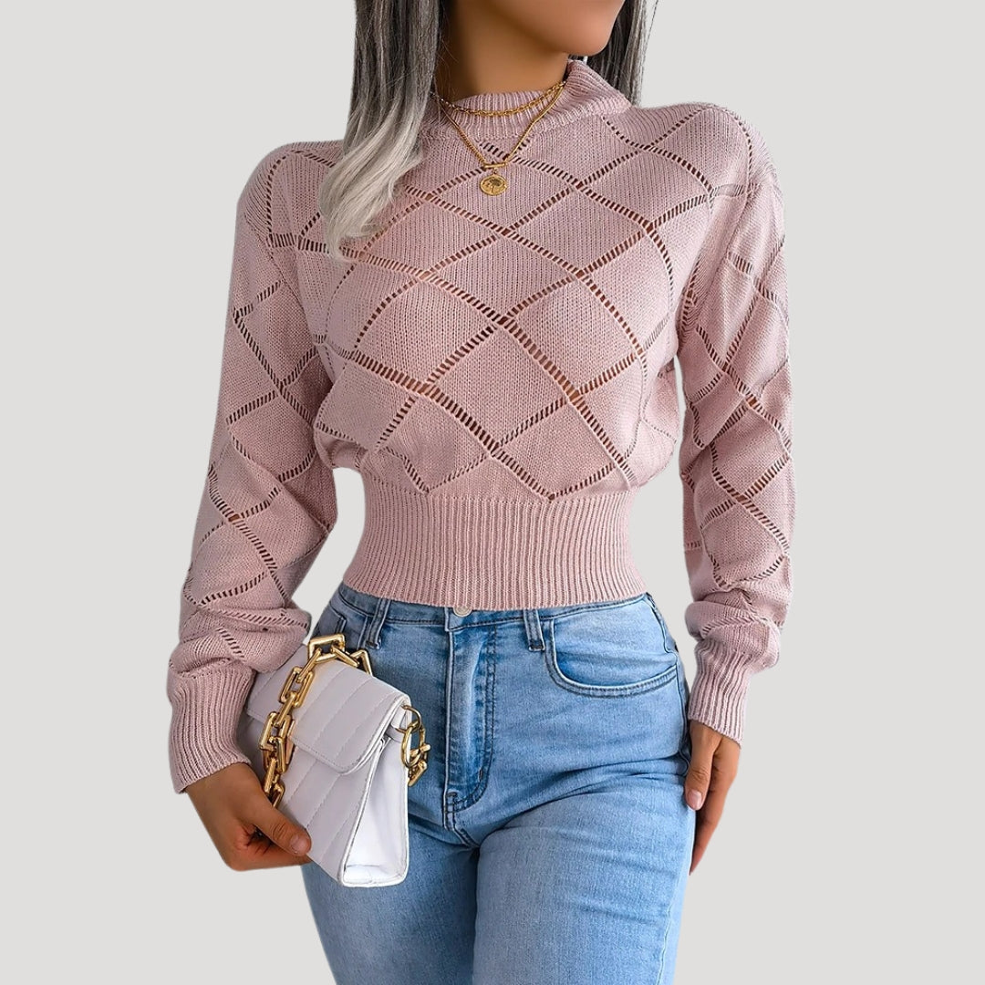 Pull Femme Tricoté à Encolure Haute 2