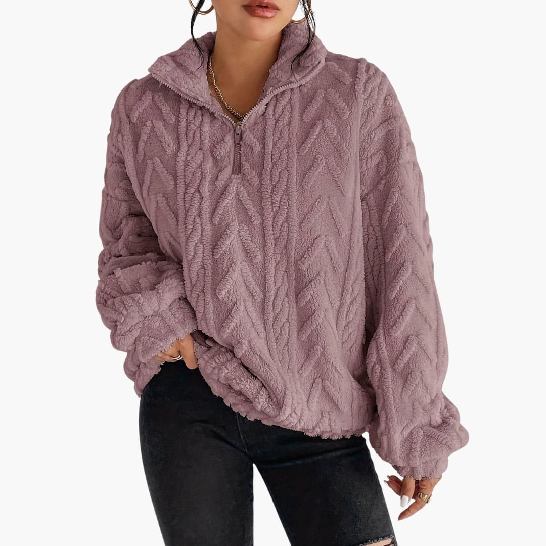 Pull Femme à Mi-Zip et Motif de Câble 3