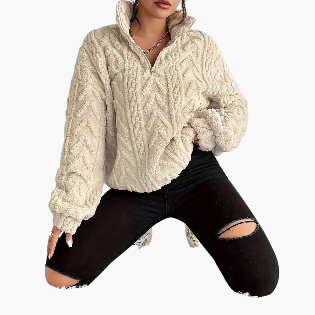 Pull Femme à Mi-Zip et Motif de Câble 5