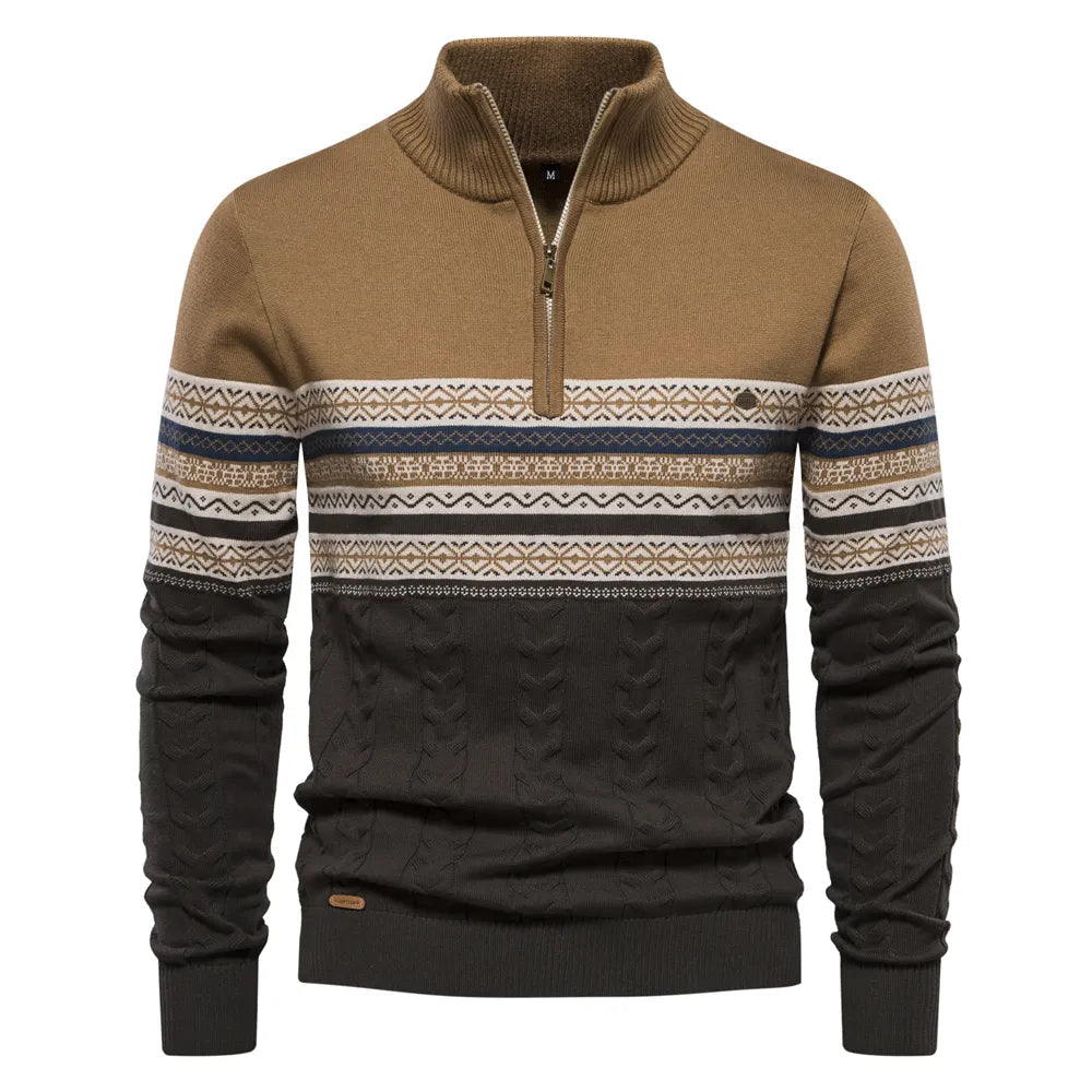 Pull Homme Tricoté Rétro avec Demi-Fermeture à Glissière 6