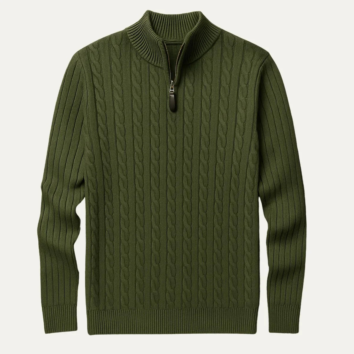 Pull Homme Zippé à Col Montant Torsadé Hiver Décontracté 3