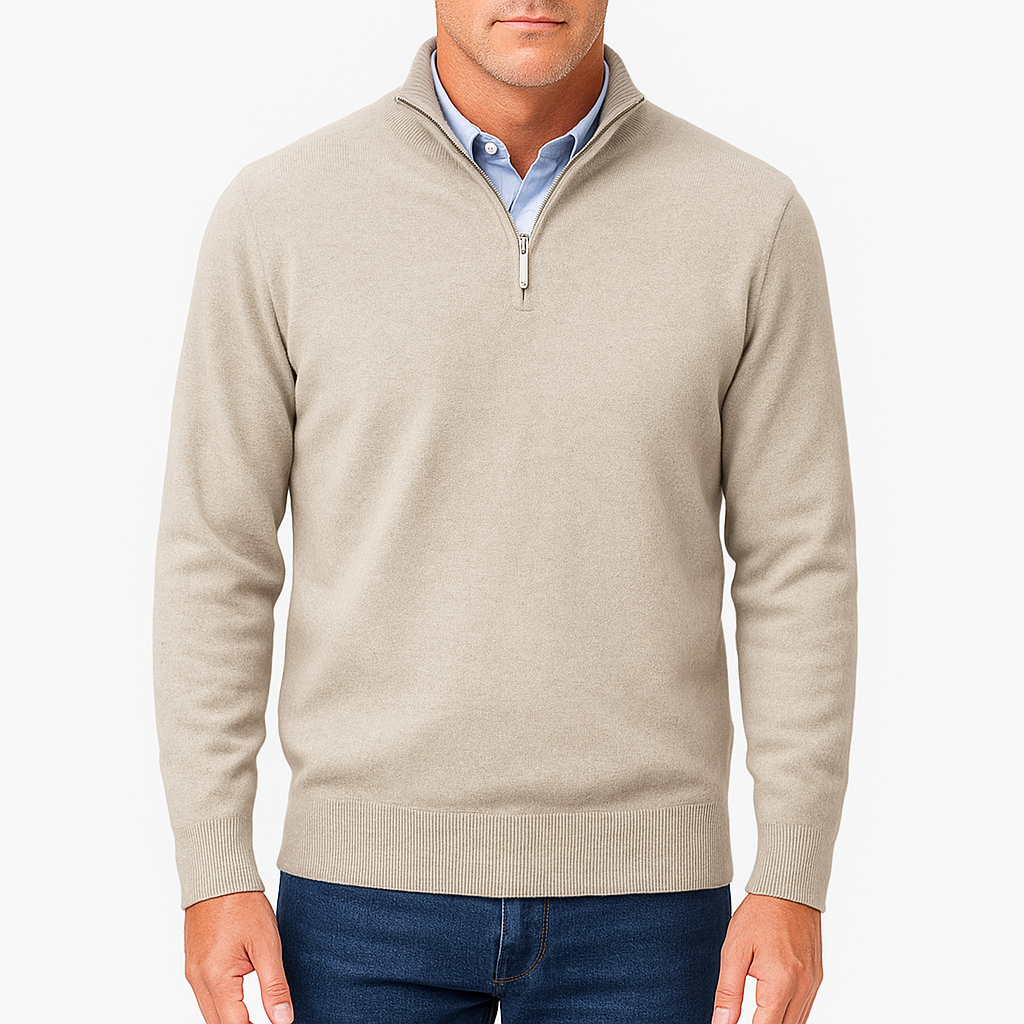 Pull Homme à Col Zip Tricoté 7