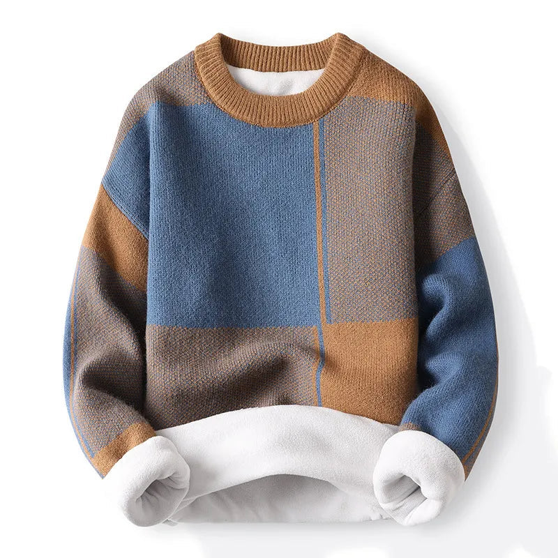 Pull à col rond color block pour hommes 1