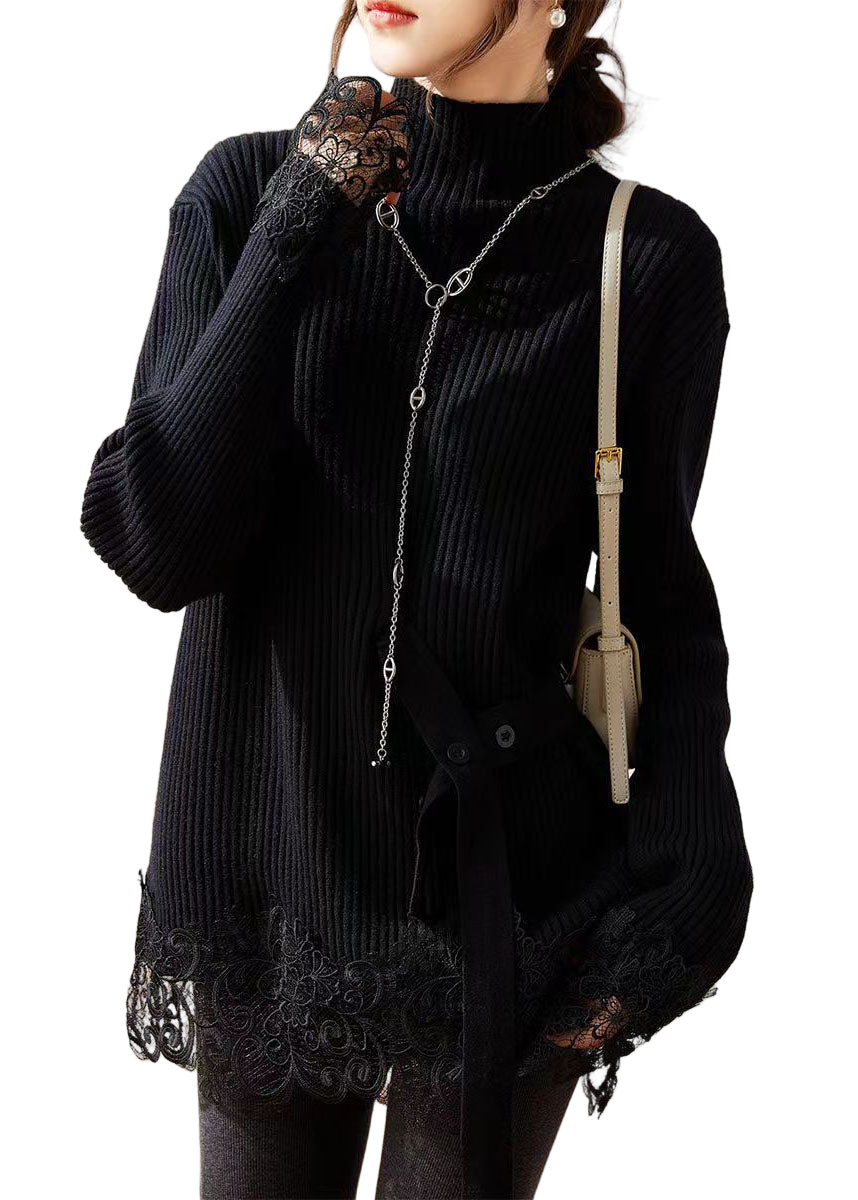 Pull à col roulé pour femme en tricot 1