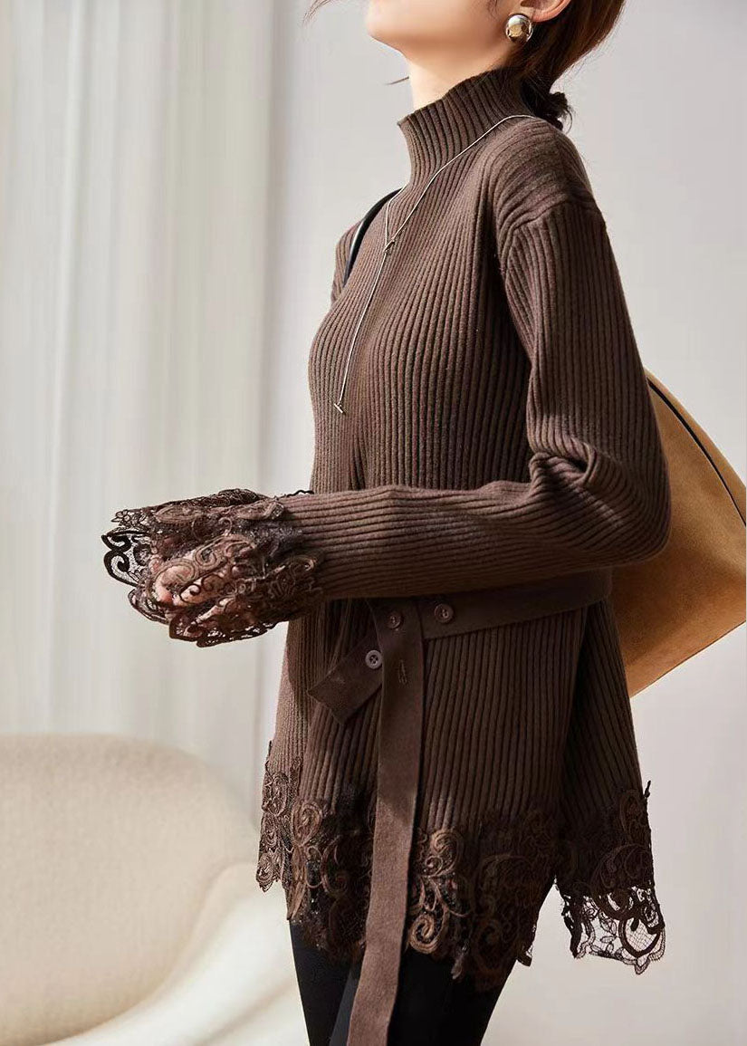 Pull à col roulé pour femme en tricot 2