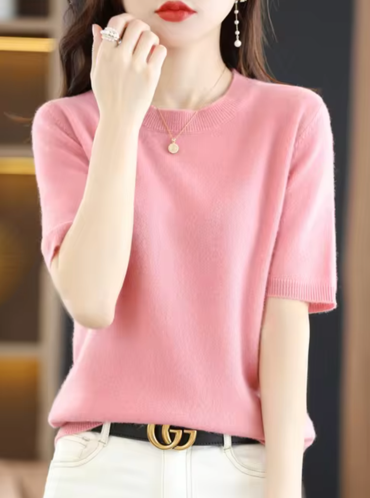 Pull en Laine pour Femme à Manches Courtes 5