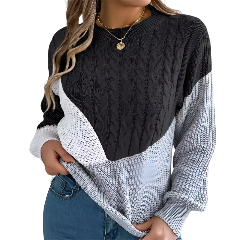Pull en Tricot Femme Style Color Block 0