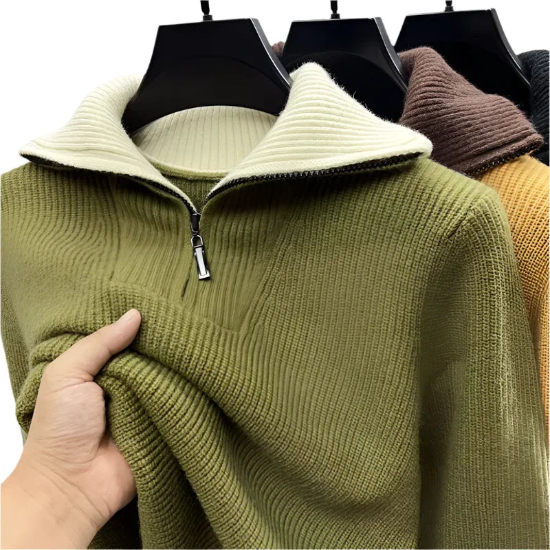 Pull en Tricot à Quart de Zip pour Hommes Chic 7
