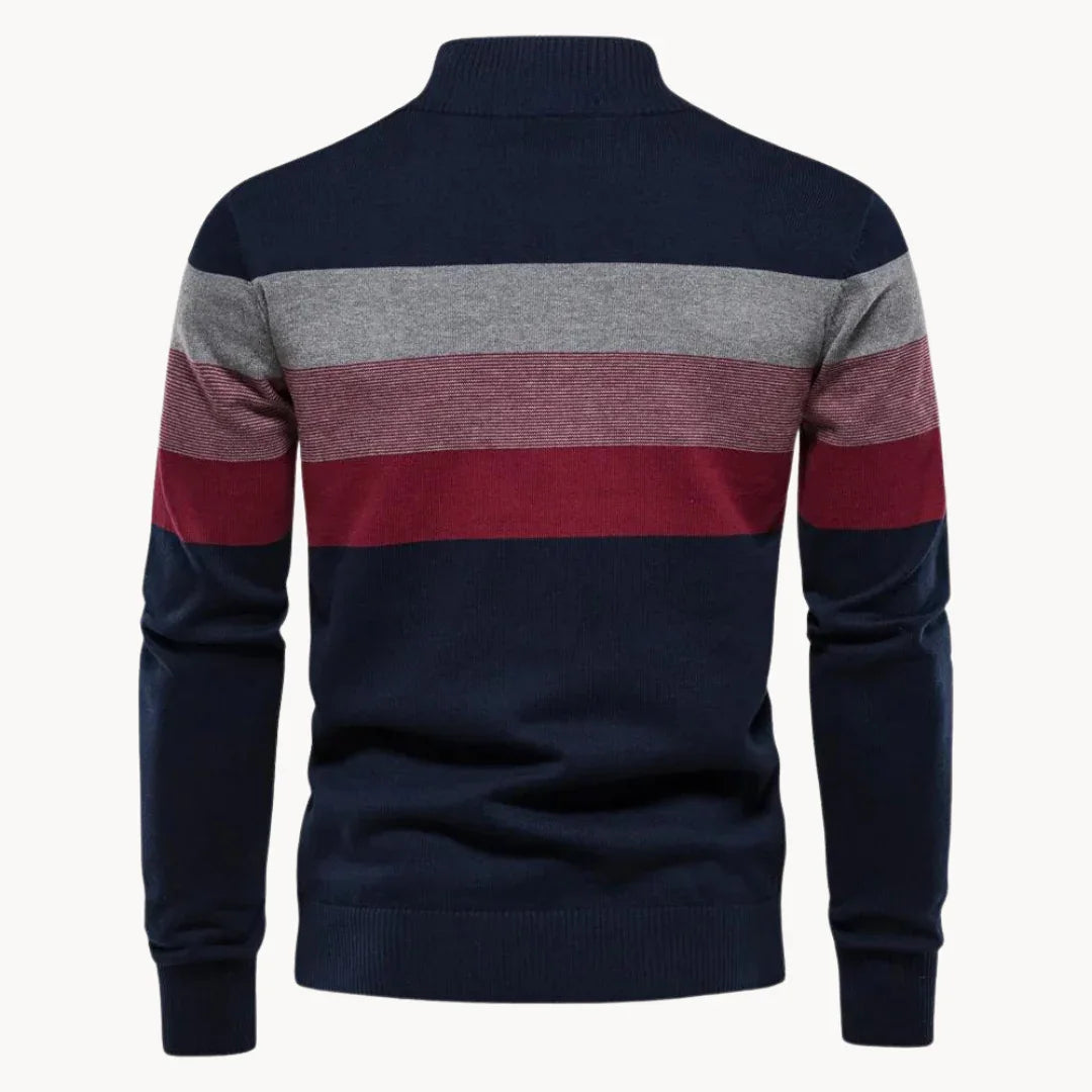 Pull pour hommes à quart de zip et design rayé 4