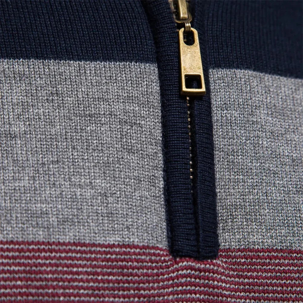 Pull pour hommes à quart de zip et design rayé 5