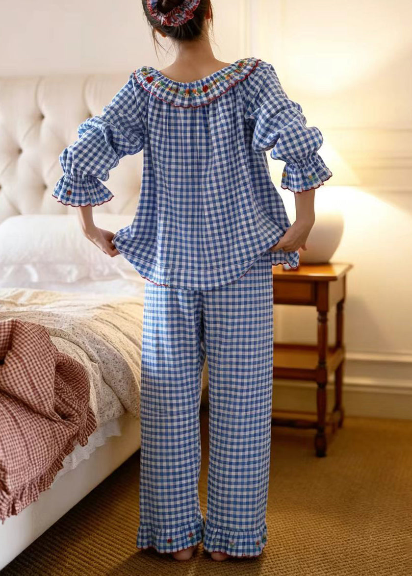 Pyjama Femme Hiver Vintage À Carreaux Manches Longues 2