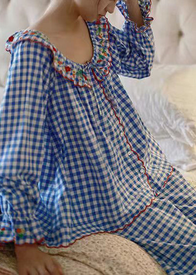 Pyjama Femme Hiver Vintage À Carreaux Manches Longues 3