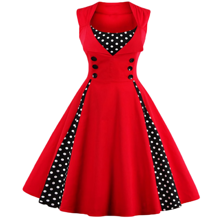 Robe Femme Vintage Ajustement Rétro Polyester 1