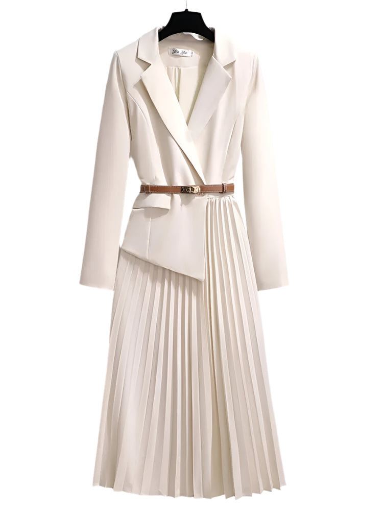 Robe Blazer Ceinturée Plissée pour Femme 0