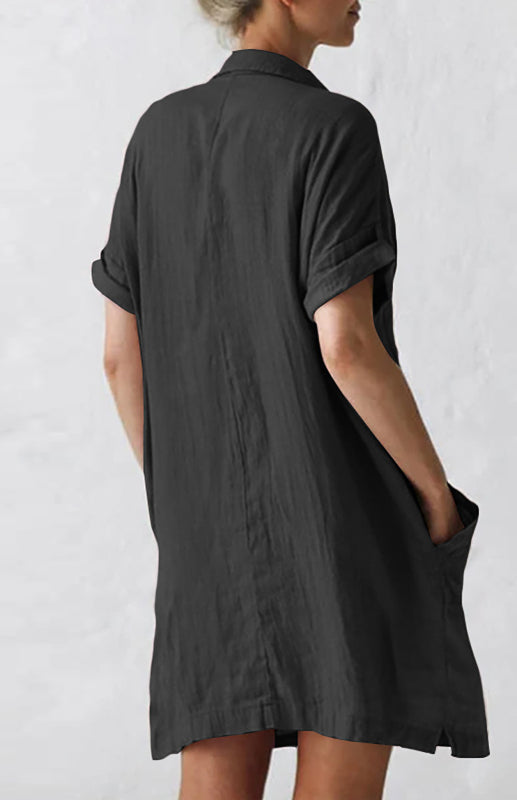 Robe Chemise Femme à Col Revers et Poches 5