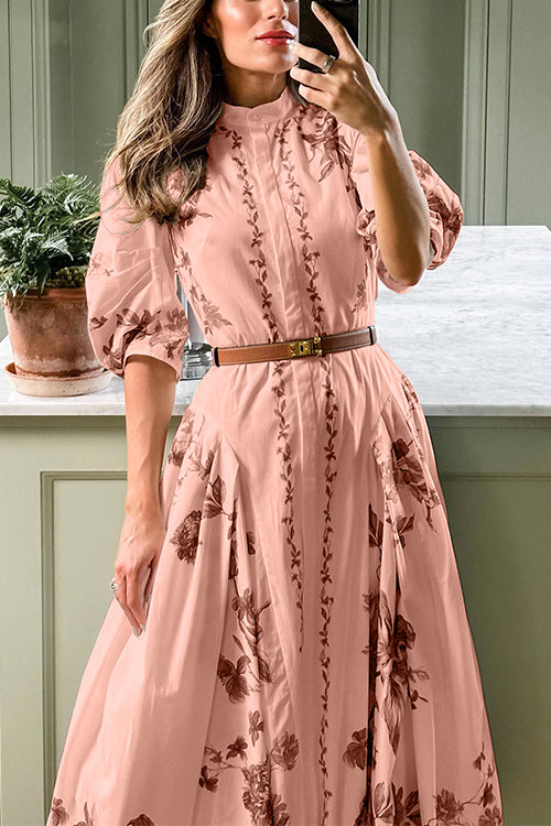 Robe Chemise Mi-Longue Imprimée à Col Montant 3