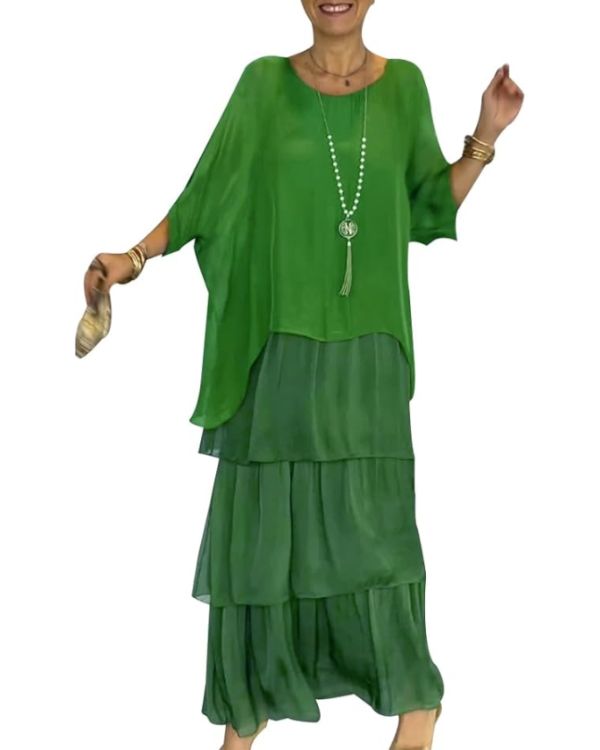 Robe Chiffon Femme à Plusieurs Couches Élégante 3