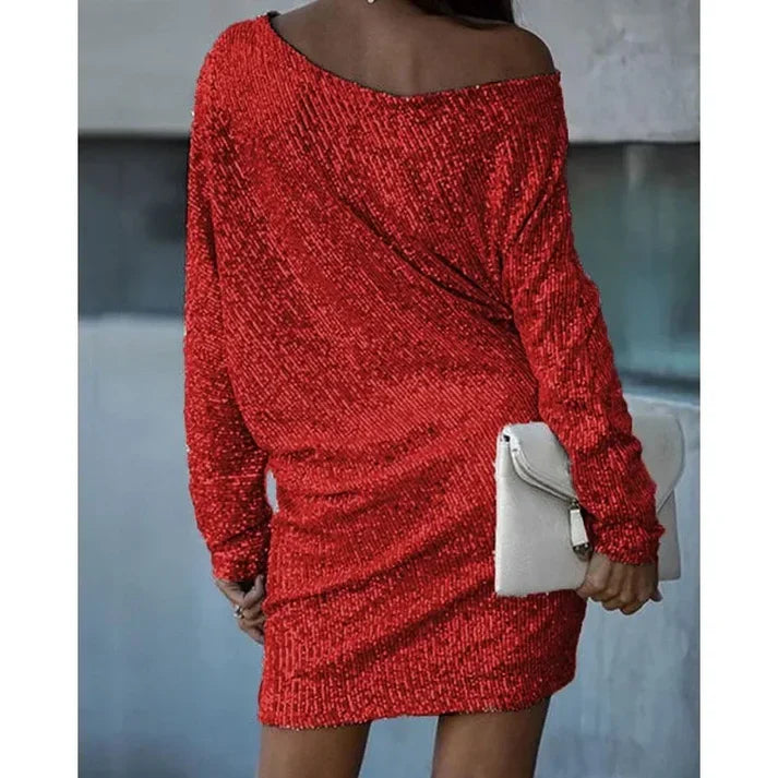 Robe Courte à Sequins avec Épaules Dénudées 4