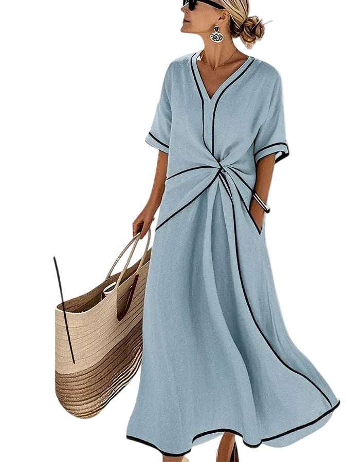 Robe D'Été Femme Chic Rayée Longue 0