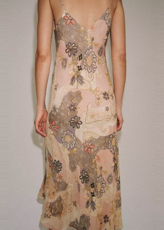 Robe D'Été Femme Imprimée À Bretelles Fines Col En V Chic 2