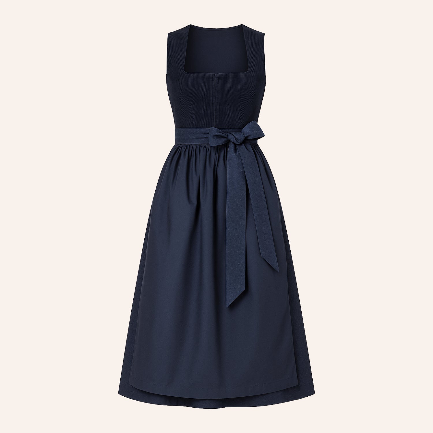 Robe Dirndl Femme Marinebleu Traditionnelle Tissu Léger avec Schürze 1