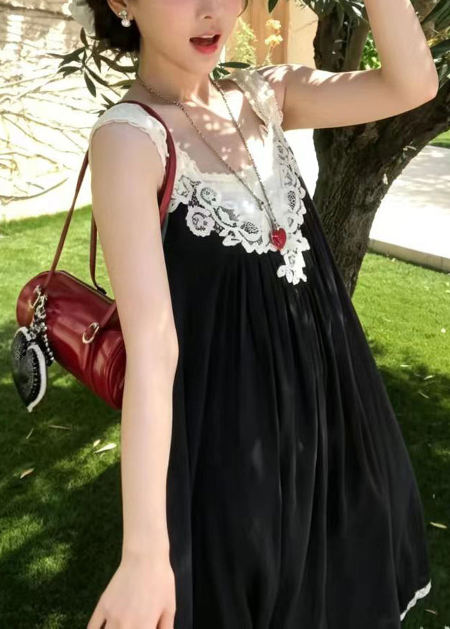 Robe Femme Boho Col en V Patchwork Sans Manches 3