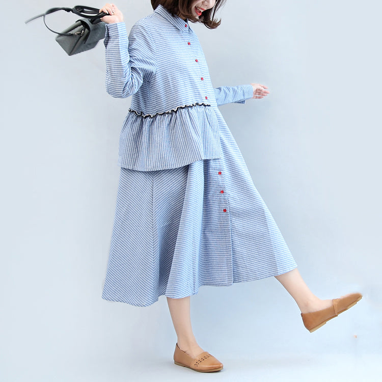 Robe Femme Décontractée à Volants Rayée 2