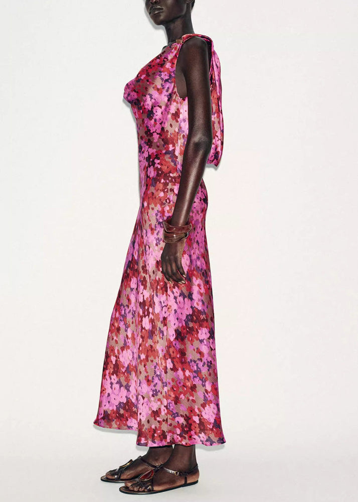 Robe Femme Dos Nu à Lacets Imprimée Sans Manches 2