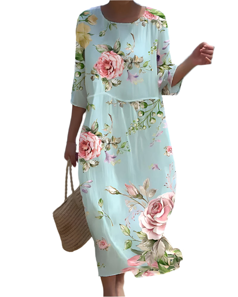 Robe Femme Élégante à Fleurs 0
