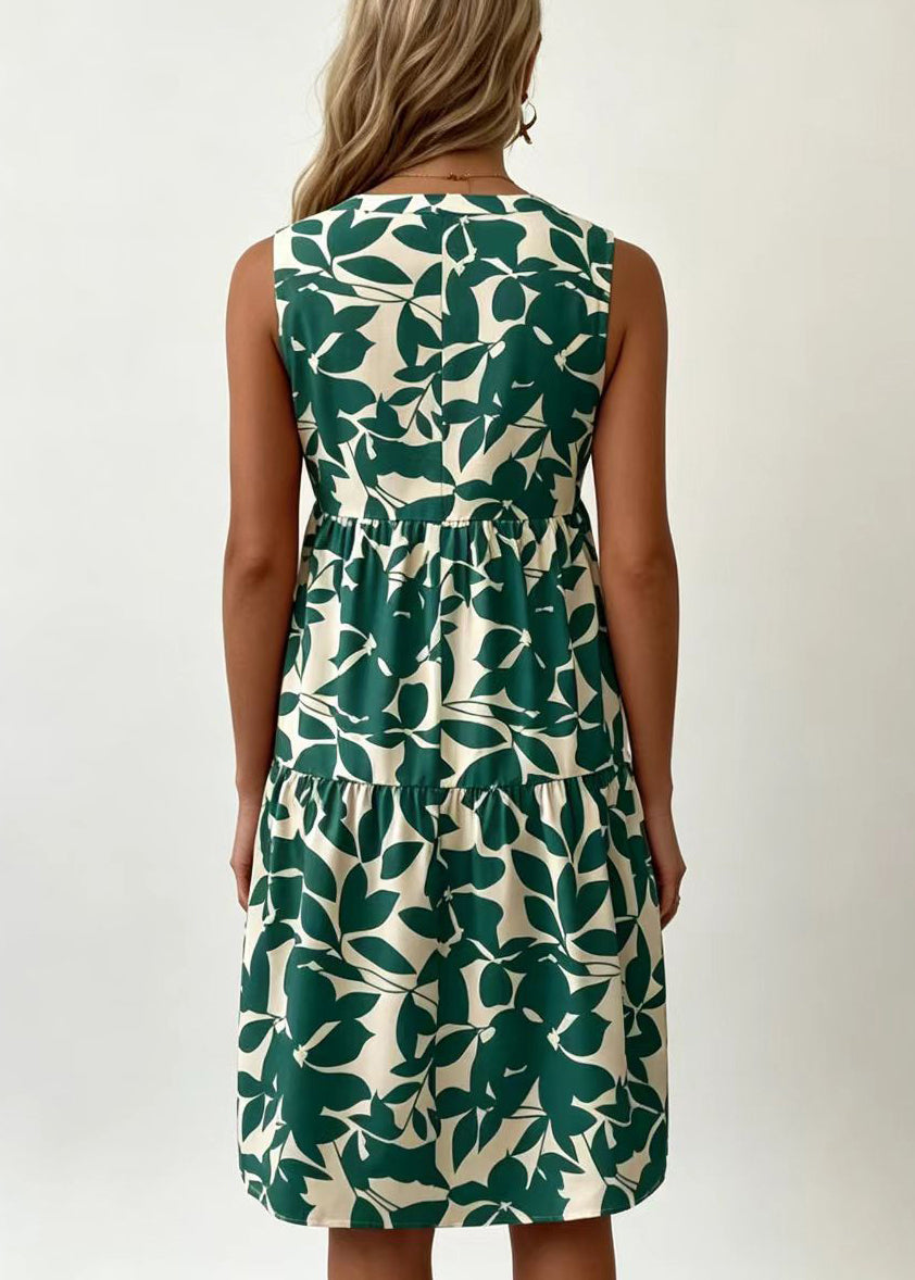 Robe Femme Imprimée Col V Sans Manches Style Décontracté 3