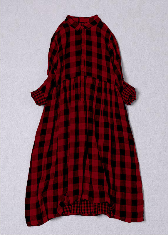 Robe Femme Longue à Poches Col Peter Pan Tartan Noir et Blanc 5