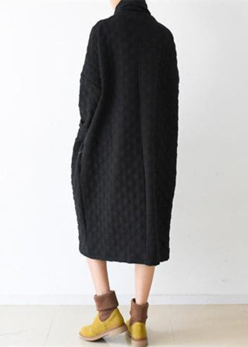 Robe Femme Manches Longues Col Haut Style Caftan Automne Hiver 3