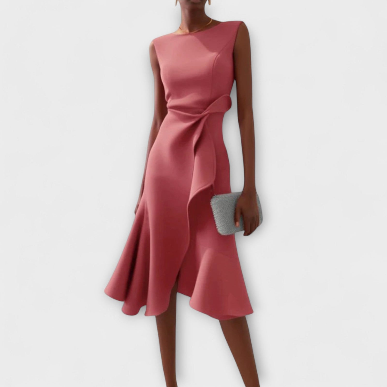 Robe Femme Midi Asymétrique Drapée 2