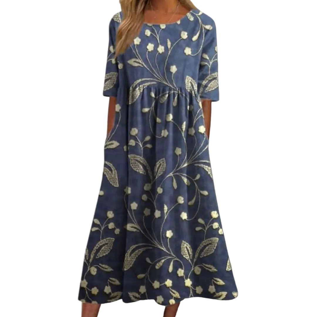 Robe Femme Midi Décontractée à Fleurs 0