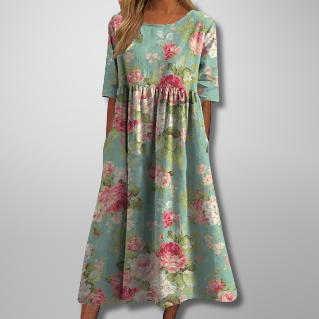 Robe Femme Midi Décontractée à Fleurs 1