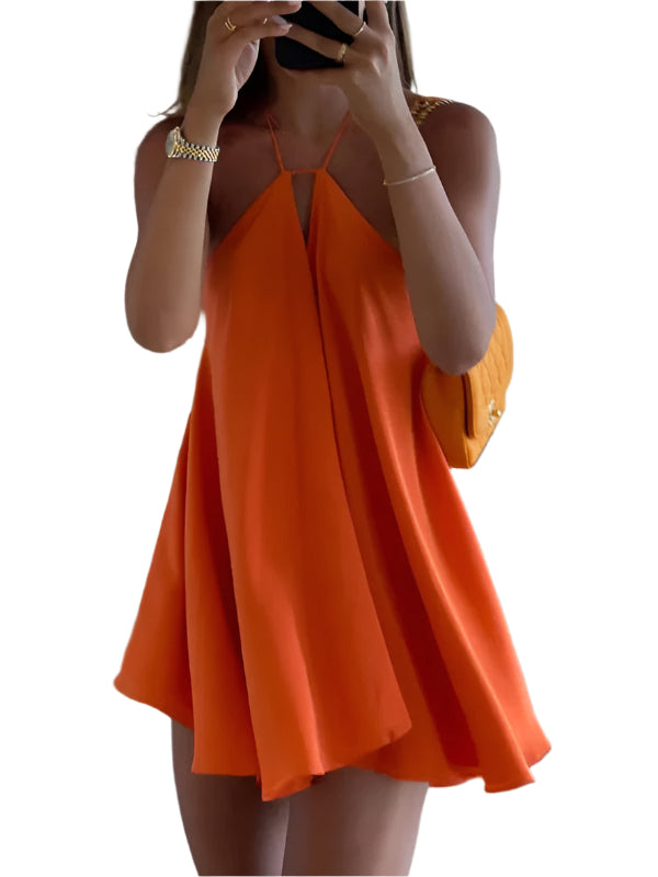 Robe Femme Mini A-Line Dos Nu Décolleté en V Polyester 0