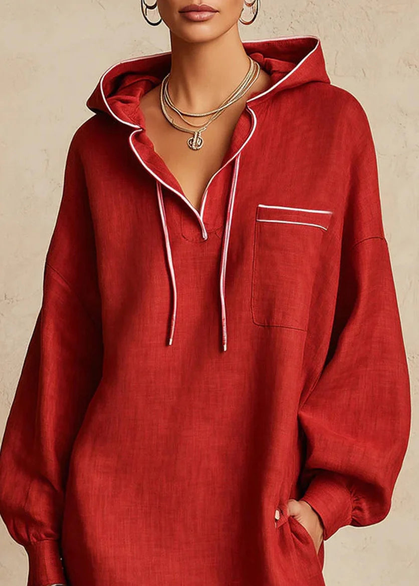 Robe Femme Mini Bohème à Capuche avec Cordon de Serrage 3