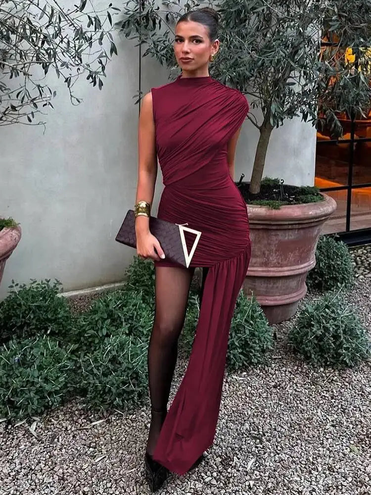Robe Femme Mini Drapée Haute Taille Chic 2