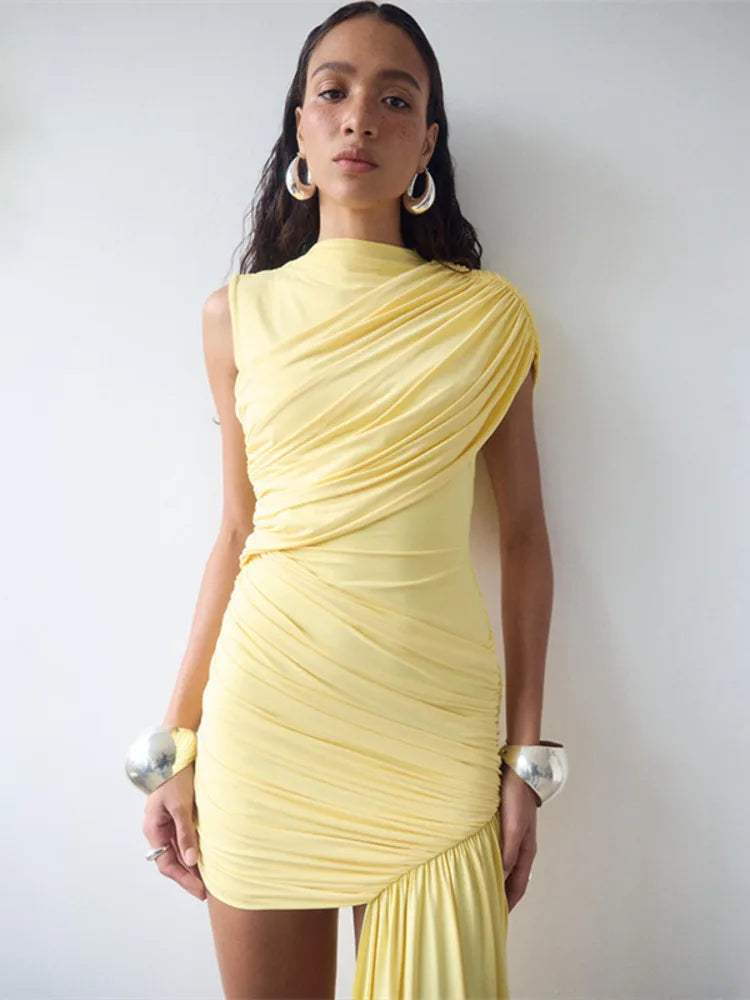 Robe Femme Mini Drapée Haute Taille Chic 7