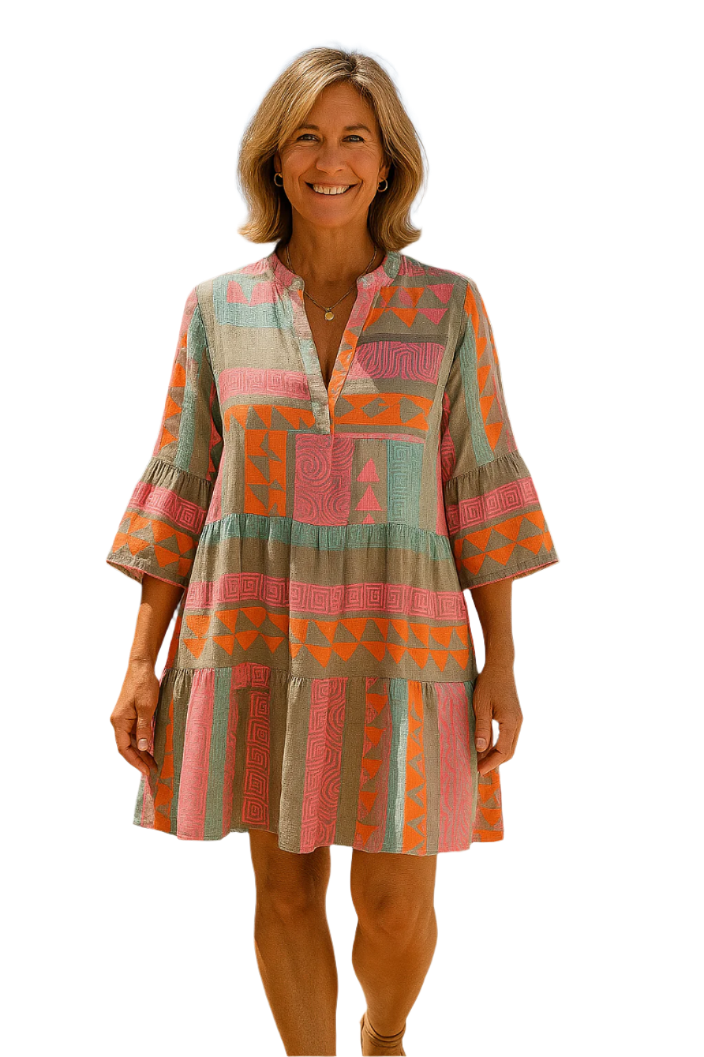 Robe Femme Mini Tunique Bohème A-Ligne Tissu Léger 0
