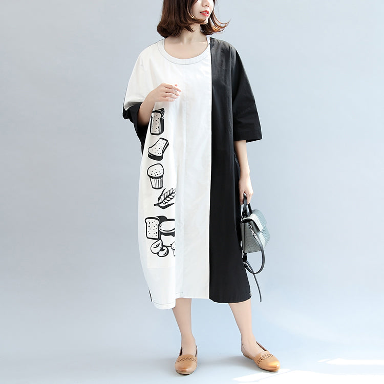 Robe Femme Oversize Patchwork Imprimée Automne 3