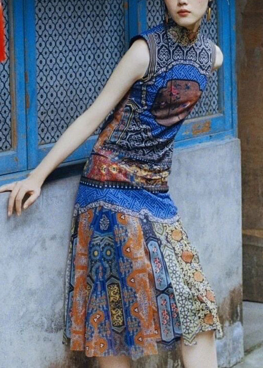 Robe Femme Sans Manches Style Bohème Imprimé Patchwork 1