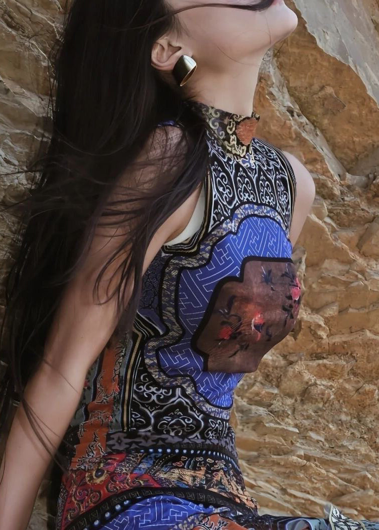 Robe Femme Sans Manches Style Bohème Imprimé Patchwork 4