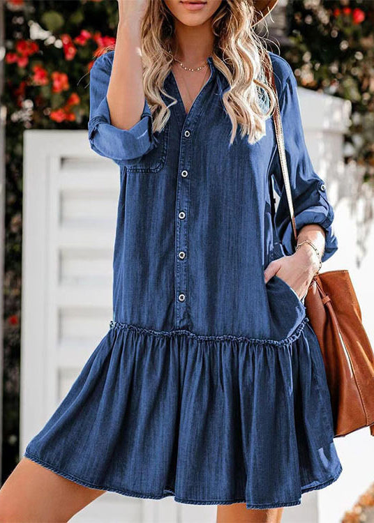 Robe Femme Style Thé à Volants et Col Montant 2